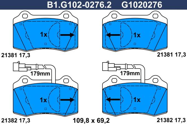 Galfer B1.G102-0276.2 - Bremžu uzliku kompl., Disku bremzes ps1.lv