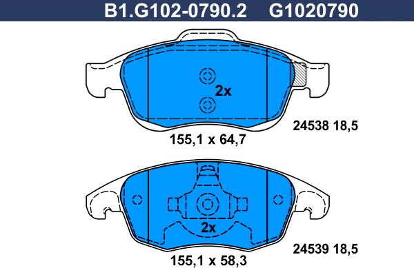 Galfer B1.G102-0790.2 - Bremžu uzliku kompl., Disku bremzes ps1.lv