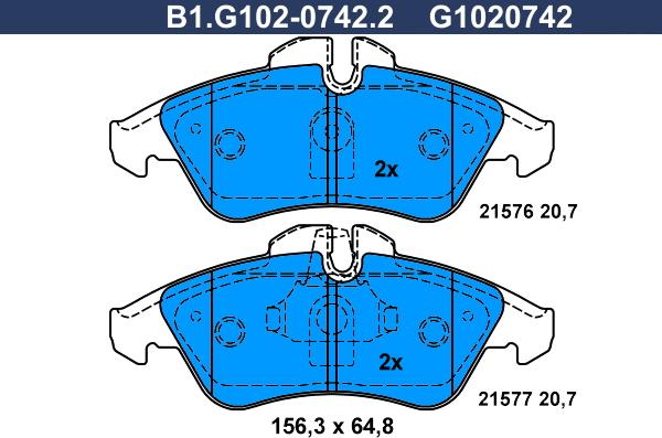 Galfer B1.G102-0742.2 - Bremžu uzliku kompl., Disku bremzes ps1.lv