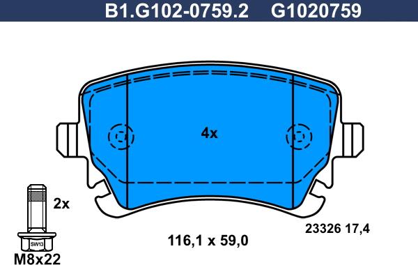 Galfer B1.G102-0759.2 - Bremžu uzliku kompl., Disku bremzes ps1.lv