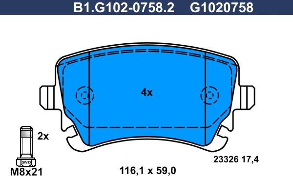 Galfer B1.G102-0758.2 - Bremžu uzliku kompl., Disku bremzes ps1.lv