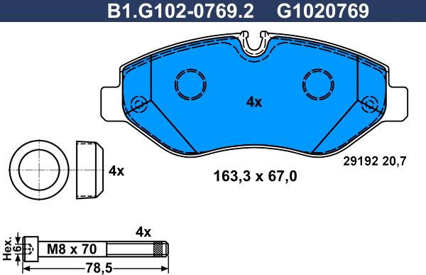 Galfer B1.G102-0769.2 - Bremžu uzliku kompl., Disku bremzes ps1.lv