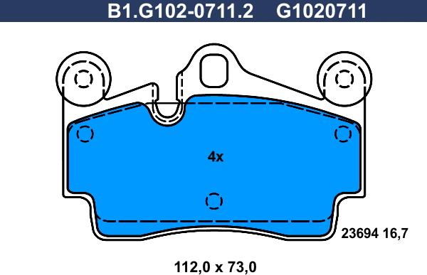 Galfer B1.G102-0711.2 - Bremžu uzliku kompl., Disku bremzes ps1.lv