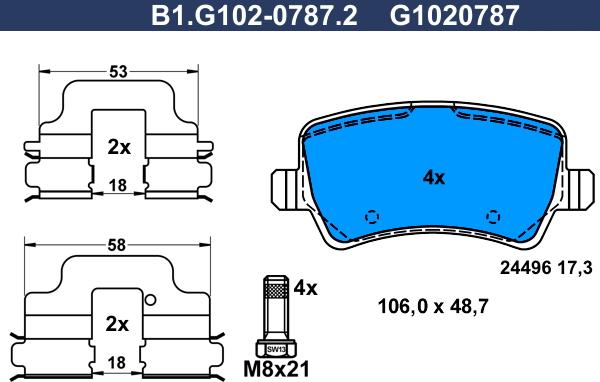 Galfer B1.G102-0787.2 - Bremžu uzliku kompl., Disku bremzes ps1.lv