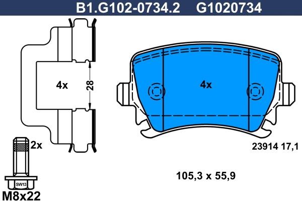 Galfer B1.G102-0734.2 - Bremžu uzliku kompl., Disku bremzes ps1.lv