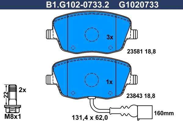 Galfer B1.G102-0733.2 - Bremžu uzliku kompl., Disku bremzes ps1.lv