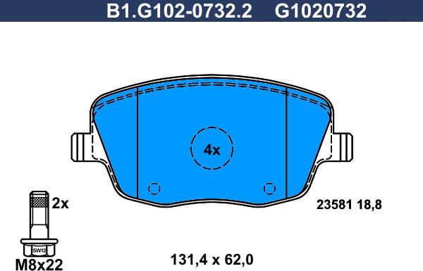 Galfer B1.G102-0732.2 - Bremžu uzliku kompl., Disku bremzes ps1.lv