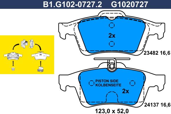 Galfer B1.G102-0727.2 - Bremžu uzliku kompl., Disku bremzes ps1.lv