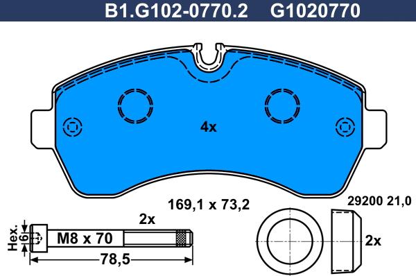 Galfer B1.G102-0770.2 - Bremžu uzliku kompl., Disku bremzes ps1.lv