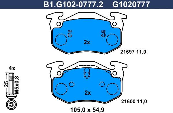 Galfer B1.G102-0777.2 - Bremžu uzliku kompl., Disku bremzes ps1.lv