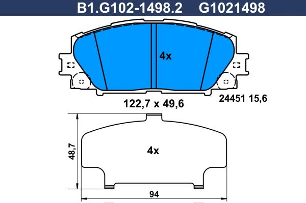 Galfer B1.G102-1498.2 - Bremžu uzliku kompl., Disku bremzes ps1.lv