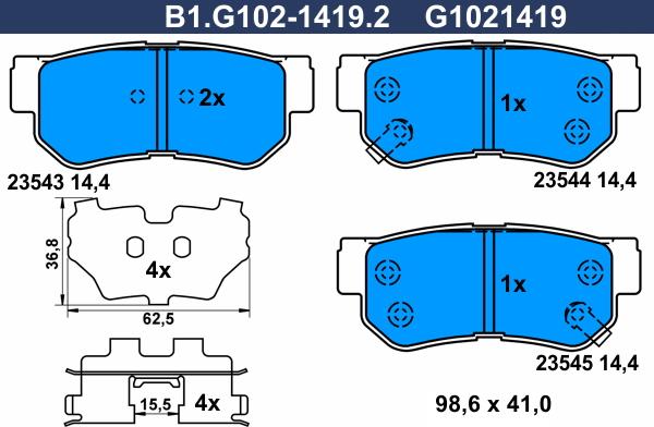 Galfer B1.G102-1419.2 - Bremžu uzliku kompl., Disku bremzes ps1.lv