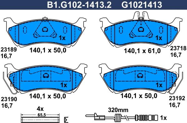 Galfer B1.G102-1413.2 - Bremžu uzliku kompl., Disku bremzes ps1.lv