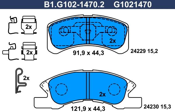 Galfer B1.G102-1470.2 - Bremžu uzliku kompl., Disku bremzes ps1.lv