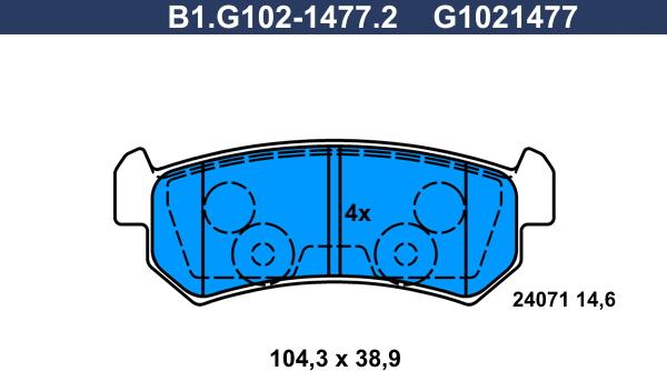 Galfer B1.G102-1477.2 - Bremžu uzliku kompl., Disku bremzes ps1.lv