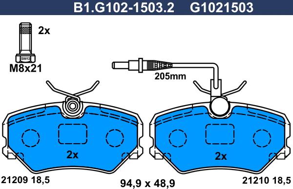 Galfer B1.G102-1503.2 - Bremžu uzliku kompl., Disku bremzes ps1.lv