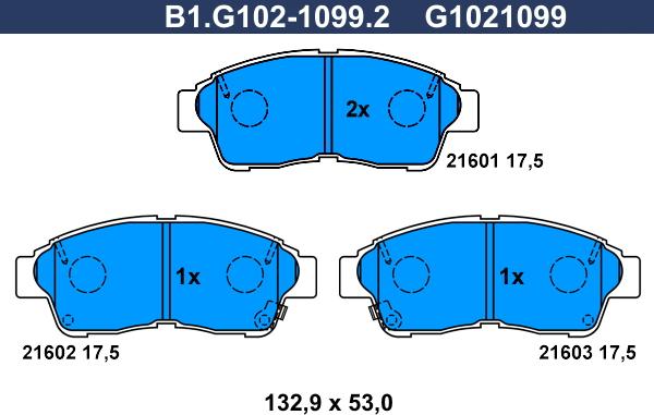 Galfer B1.G102-1099.2 - Bremžu uzliku kompl., Disku bremzes ps1.lv