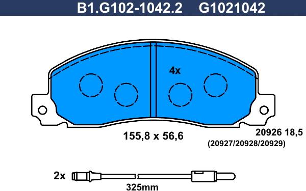 Galfer B1.G102-1042.2 - Bremžu uzliku kompl., Disku bremzes ps1.lv