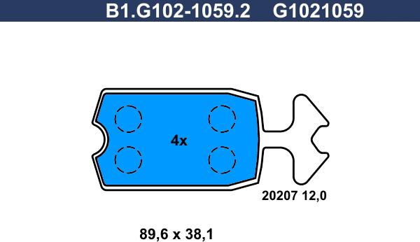 Galfer B1.G102-1059.2 - Bremžu uzliku kompl., Disku bremzes ps1.lv