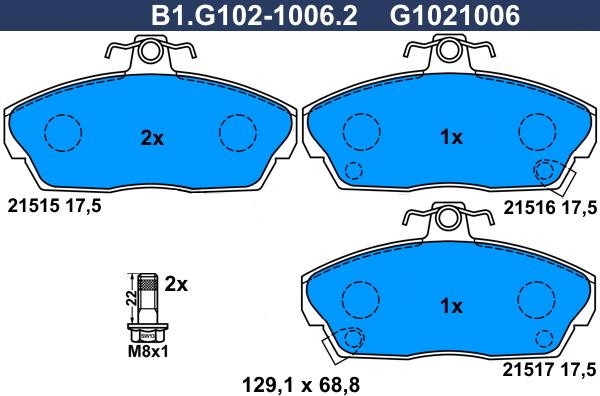 Galfer B1.G102-1006.2 - Bremžu uzliku kompl., Disku bremzes ps1.lv