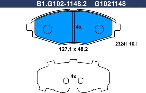 Galfer B1.G102-1148.2 - Bremžu uzliku kompl., Disku bremzes ps1.lv