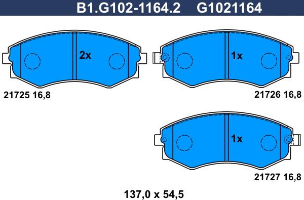 Galfer B1.G102-1164.2 - Bremžu uzliku kompl., Disku bremzes ps1.lv