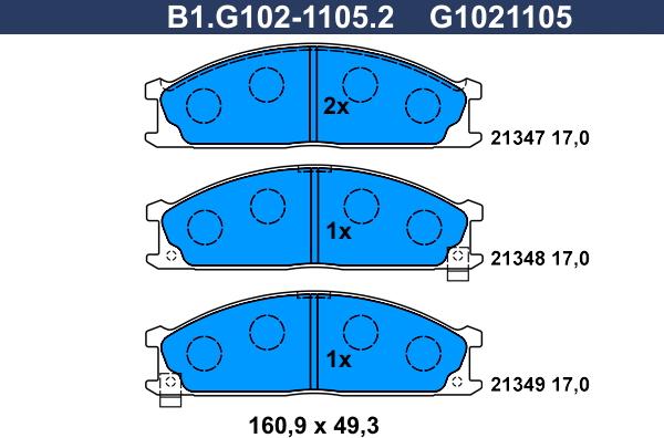 Galfer B1.G102-1105.2 - Bremžu uzliku kompl., Disku bremzes ps1.lv