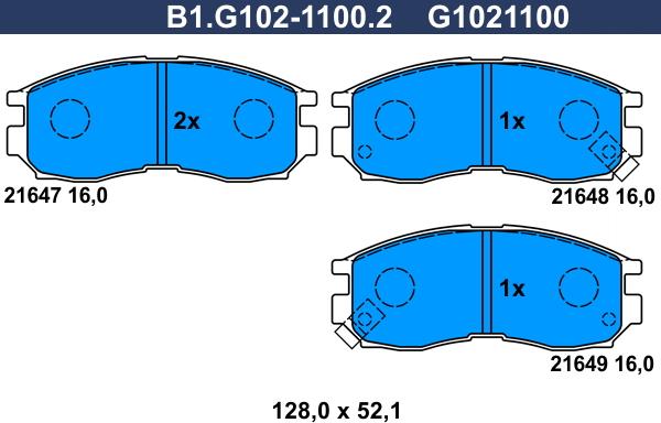 Galfer B1.G102-1100.2 - Bremžu uzliku kompl., Disku bremzes ps1.lv