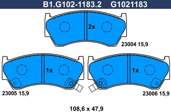 Galfer B1.G102-1183.2 - Bremžu uzliku kompl., Disku bremzes ps1.lv