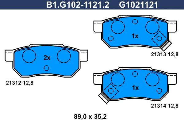 Galfer B1.G102-1121.2 - Bremžu uzliku kompl., Disku bremzes ps1.lv