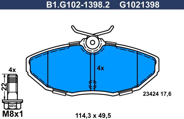 Galfer B1.G102-1398.2 - Bremžu uzliku kompl., Disku bremzes ps1.lv