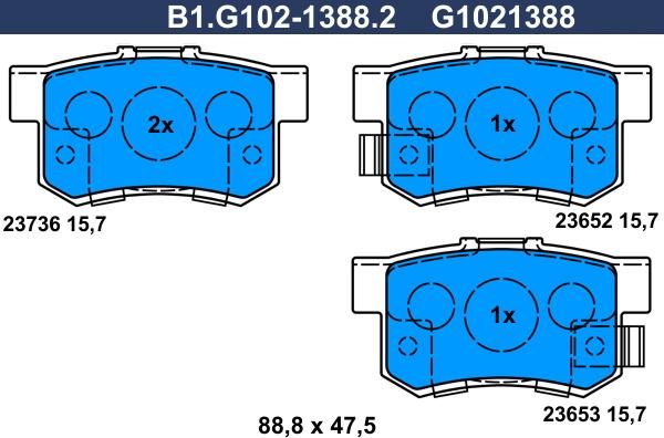 Galfer B1.G102-1388.2 - Bremžu uzliku kompl., Disku bremzes ps1.lv