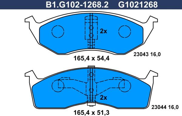 Galfer B1.G102-1268.2 - Bremžu uzliku kompl., Disku bremzes ps1.lv