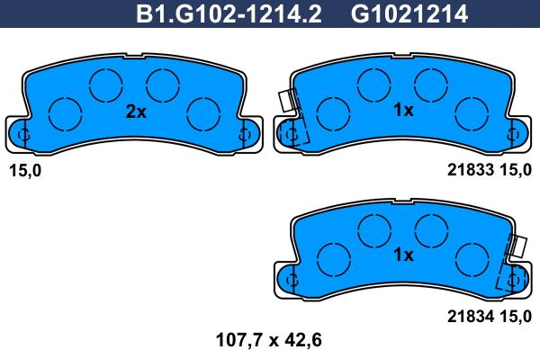 Galfer B1.G102-1214.2 - Bremžu uzliku kompl., Disku bremzes ps1.lv