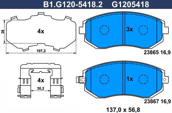 Galfer B1.G120-5418.2 - Bremžu uzliku kompl., Disku bremzes ps1.lv