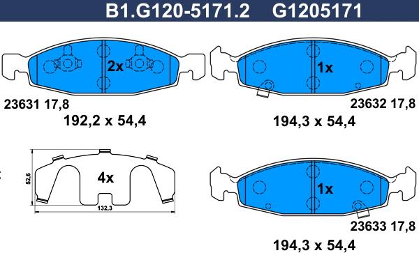 Galfer B1.G120-5171.2 - Bremžu uzliku kompl., Disku bremzes ps1.lv