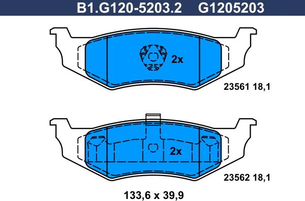 Galfer B1.G120-5203.2 - Bremžu uzliku kompl., Disku bremzes ps1.lv