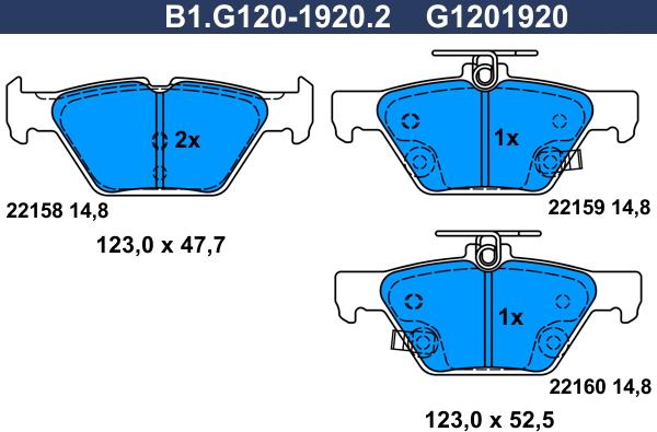 Galfer B1.G120-1920.2 - Bremžu uzliku kompl., Disku bremzes ps1.lv