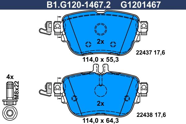 Galfer B1G12014672 - Bremžu uzliku kompl., Disku bremzes ps1.lv