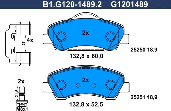 Galfer B1.G120-1489.2 - Bremžu uzliku kompl., Disku bremzes ps1.lv