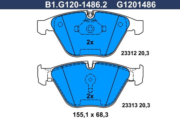 Galfer B1.G120-1486.2 - Bremžu uzliku kompl., Disku bremzes ps1.lv