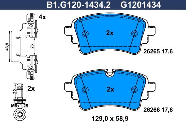 Galfer B1.G120-1434.2 - Bremžu uzliku kompl., Disku bremzes ps1.lv