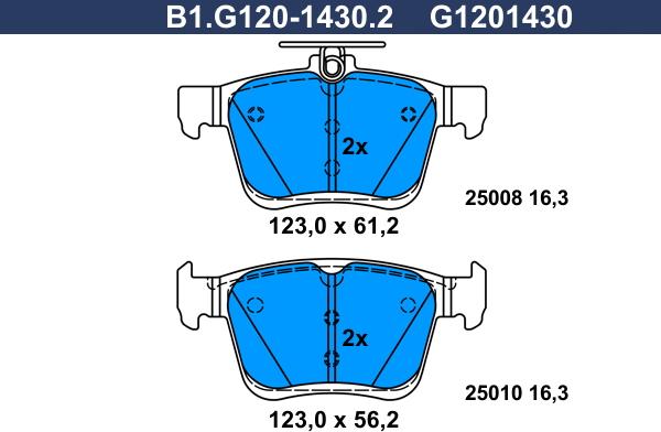 Galfer B1.G120-1430.2 - Bremžu uzliku kompl., Disku bremzes ps1.lv