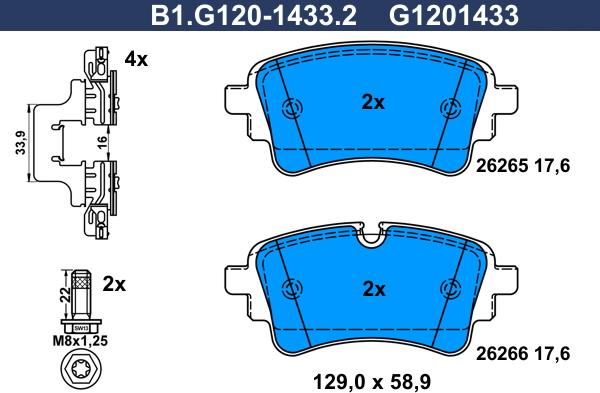 Galfer B1.G120-1433.2 - Bremžu uzliku kompl., Disku bremzes ps1.lv