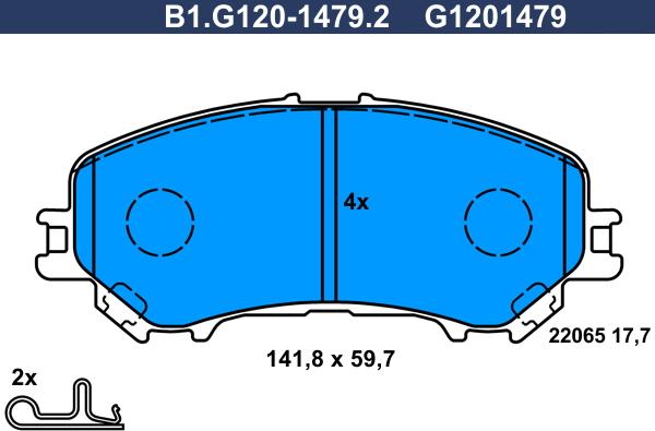 Galfer B1.G120-1479.2 - Bremžu uzliku kompl., Disku bremzes ps1.lv