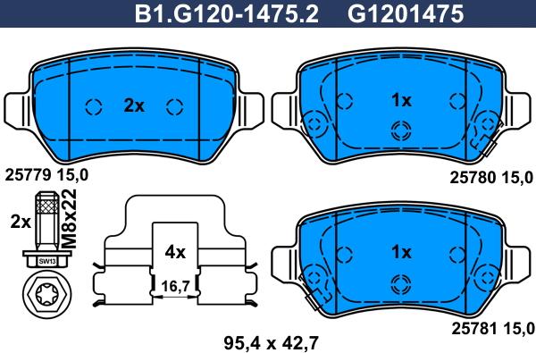 Galfer B1.G120-1475.2 - Bremžu uzliku kompl., Disku bremzes ps1.lv