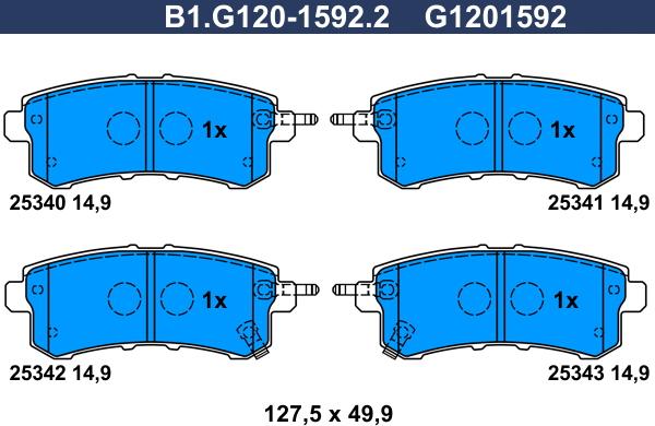 Galfer B1.G120-1592.2 - Bremžu uzliku kompl., Disku bremzes ps1.lv