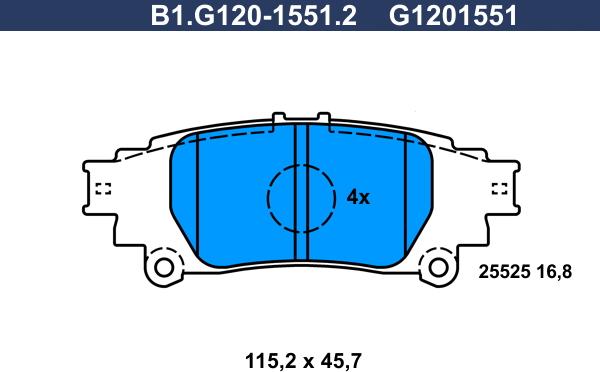 Galfer B1.G120-1551.2 - Bremžu uzliku kompl., Disku bremzes ps1.lv