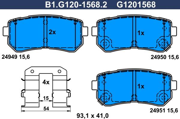 Galfer B1.G120-1568.2 - Bremžu uzliku kompl., Disku bremzes ps1.lv