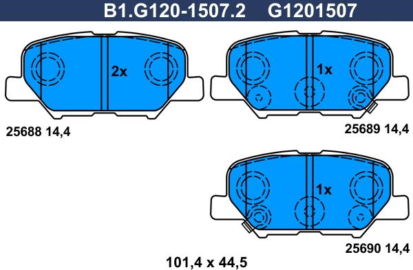 Galfer B1.G120-1507.2 - Bremžu uzliku kompl., Disku bremzes ps1.lv